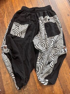 Cropped Harem Pants Shorts for Men Hippie Boho Cotton Woven Black Gray Handmade